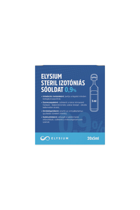 Elysium steril nátrium-klorid oldat - Nátrium-klorid oldat - Izotóniás sóoldat - 0,9% - 20 x 5 ml