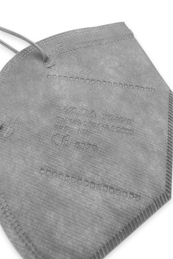 Jiada FFP2 CE 0370 - FFP2 maszk (mennyiség, szín és szelep) - 20 db - Szürke - Szelep nélküli