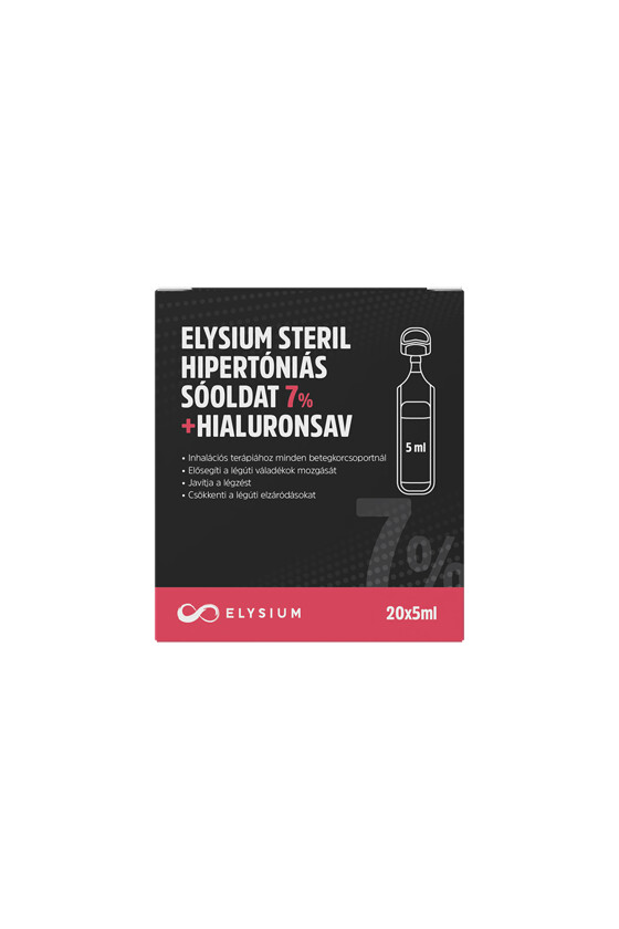 Elysium steril nátrium-klorid oldat - Nátrium-klorid oldat - Hipertóniás sóoldat - 7% + hialuronsav - 20 x 5 ml