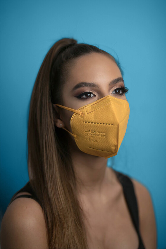 Jiada FFP2 CE 0370 - FFP2 maszk (mennyiség, szín és szelep) - 20 db - Sárga - Szelep nélküli