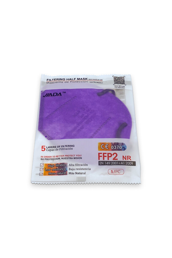 Jiada FFP2 CE 0370 - FFP2 maszk (mennyiség, szín és szelep) - 20 db - Lila - Szelep nélküli