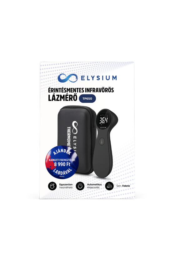 Fociláz - Elysium TP650 érintésmentes infravörös digitális lázmérő hordtáskával - Fekete + Focilabda