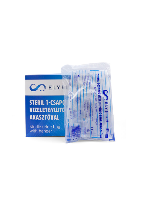 Elysium steril vizeletgyűjtő zsák - Vizeletgyűjtő zsák - 25 db - Steril T-csapos vizeletgyűjtő zsák akasztóval - 2000 ml