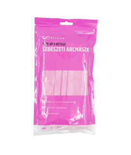 Elysium type IIR 3-rétegű felnőtt sebészeti arcmaszk visszazárható tasakban - 10 db - Pink - Felnőtt