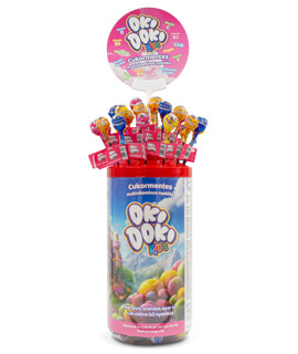 OKI DOKI KIDS cukormentes, narancs, ananász, eper, kék málna ízű étrend-kiegészítő nyalóka 9-féle vitaminnal és cinkkel (édesítőszerekkel) - Minőségét megőrzi: 2027-04-15 - 100 db - 1 doboz