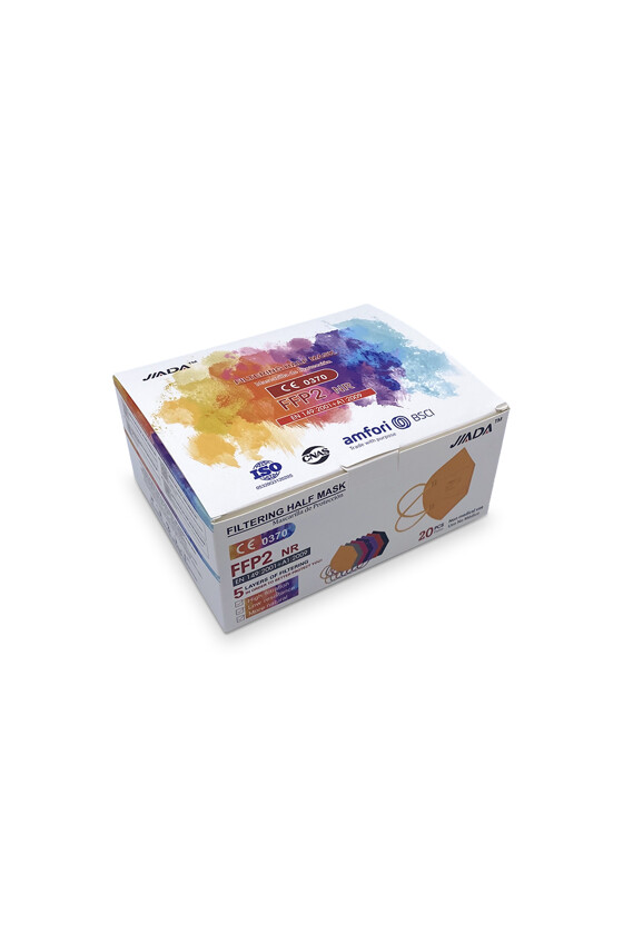 Jiada FFP2 CE 0370 - FFP2 maszk (mennyiség, szín és szelep) - 20 db - Sárga - Szelep nélküli