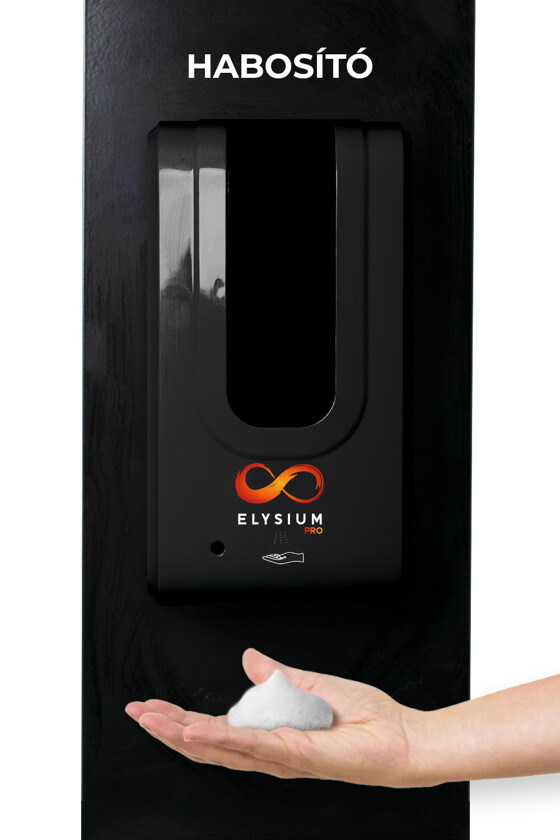 Elysium Pro professzionális, érintésmentes, 1200 ml-es adagoló - Adagoló - Habosító - Fekete állvánnyal - Fekete