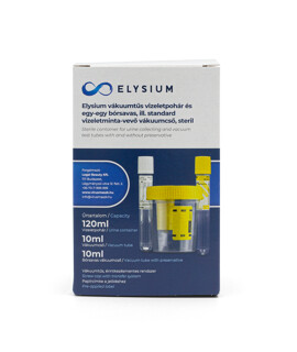 Elysium steril vákuumtűs vizeletgyűjtő pohár standard és bórsavas vizeletminta-vevő vákuumcsővel - 1 csomag
