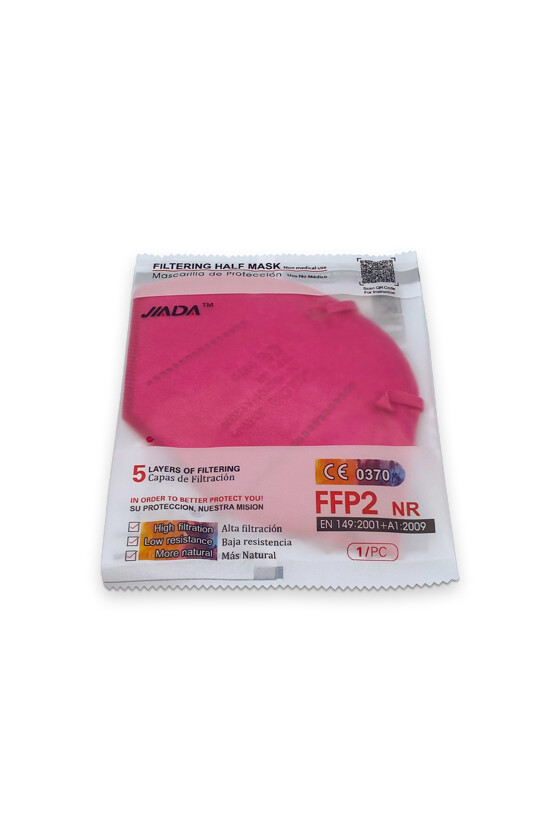 Jiada FFP2 CE 0370 - FFP2 maszk (mennyiség, szín és szelep) - 20 db - Rózsaszín - Szelep nélküli