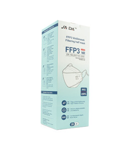 Jada FFP3 NR ergonomikus maszk - FFP3 maszk - 20 db - Fehér - Szelep nélküli