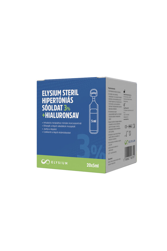 Elysium steril nátrium-klorid oldat - Nátrium-klorid oldat - Hipertóniás sóoldat - 3% + hialuronsav - 20 x 5 ml
