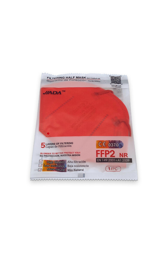 Jiada FFP2 CE 0370 - FFP2 maszk (mennyiség, szín és szelep) - 20 db - Piros - Szelep nélküli