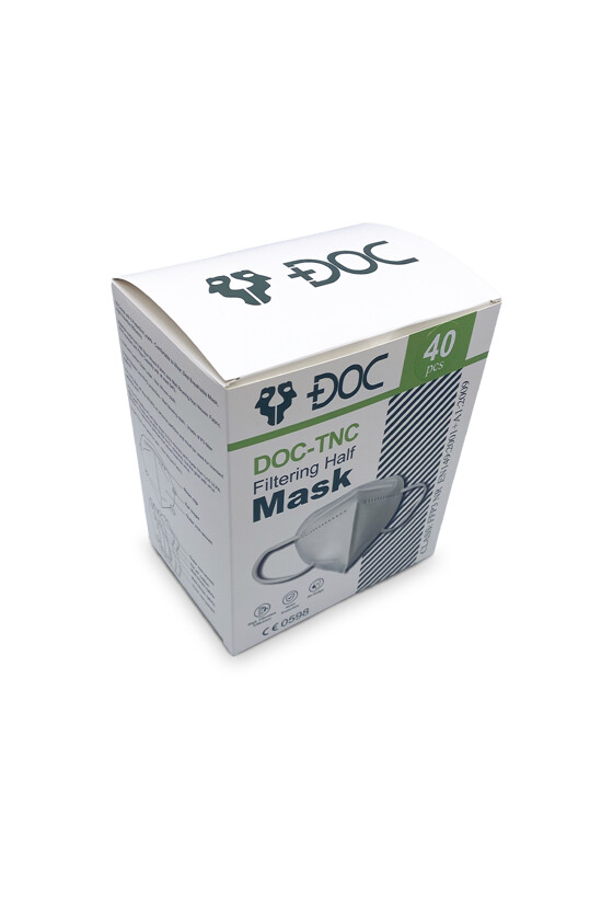 DOC TNC fülpántos FFP3 CE 0598 fehér maszk - FFP3 maszk - 40 db - Fehér - Szelep nélküli
