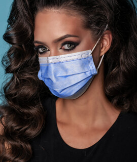 Submed 3-rétegű, egyszer használatos sebészeti arcmaszk - 3-rétegű arcmaszk - 50 db - Kék - Felnőtt