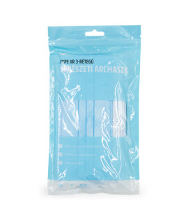 Elysium type IIR 3-rétegű felnőtt sebészeti arcmaszk visszazárható tasakban - 10 db - Kék - Felnőtt