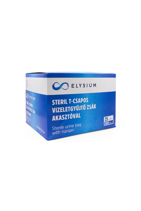 Elysium steril vizeletgyűjtő zsák - Vizeletgyűjtő zsák - 25 db - Steril T-csapos vizeletgyűjtő zsák akasztóval - 2000 ml