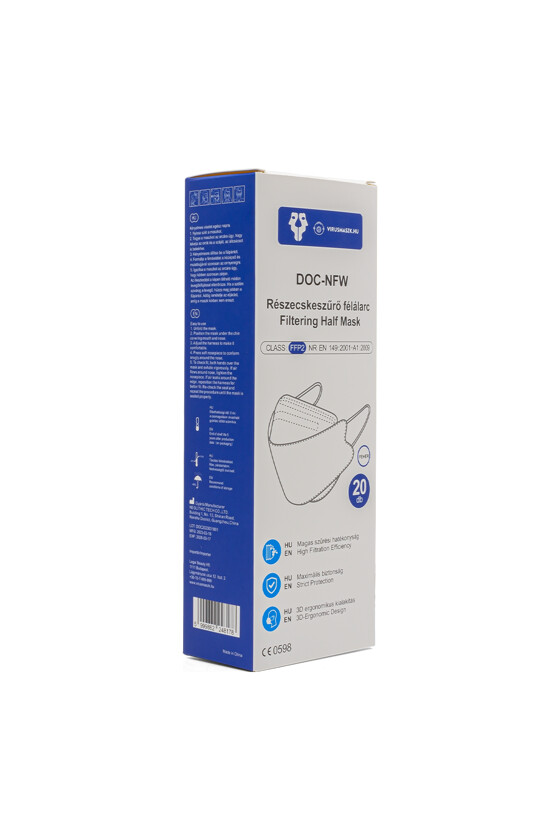 DOC NFW FFP2 CE 0598 ergonomikus maszk - FFP2 maszk (csak szín) - Fehér