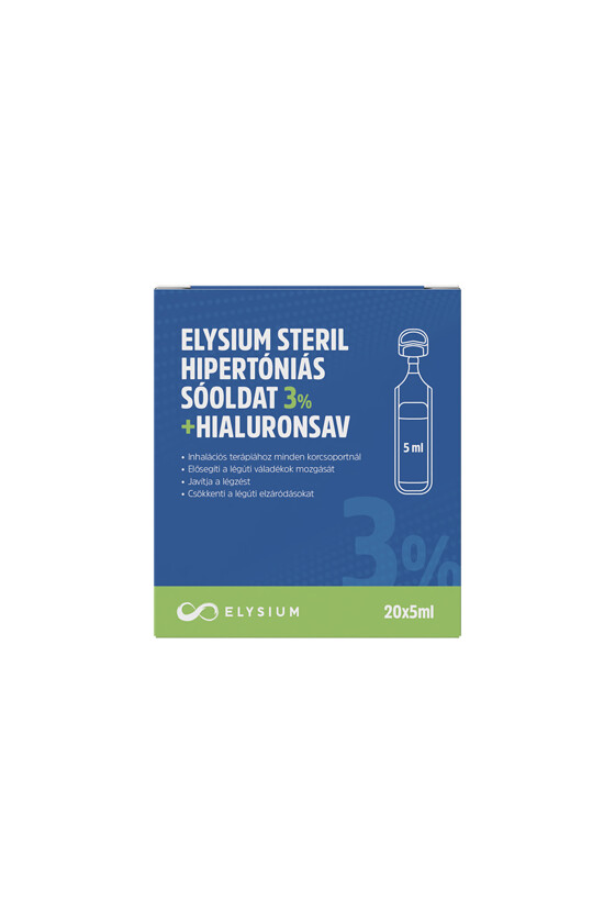 Elysium steril nátrium-klorid oldat - Nátrium-klorid oldat - Hipertóniás sóoldat - 3% + hialuronsav - 20 x 5 ml