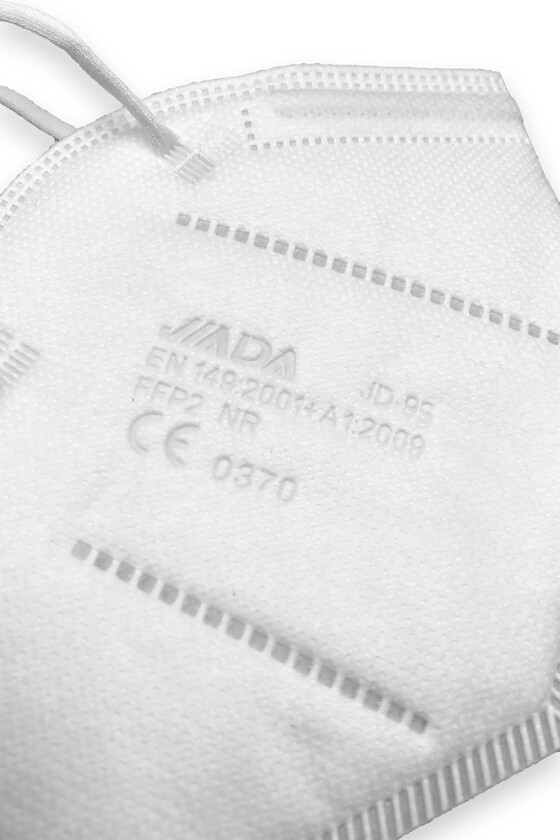 Jiada FFP2 CE 0370 - FFP2 maszk (mennyiség, szín és szelep) - 20 db - Fehér - Szelep nélküli
