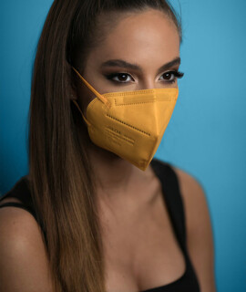 Jiada FFP2 CE 0370 szelep nélküli sárga maszk - 20 db - sárga