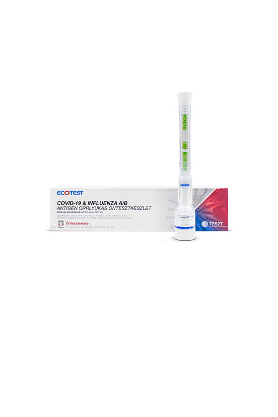 ECOTEST SARS-CoV-2  készlet - SARS-CoV-2 teszt - 1 db - 3 az 1-ben Covid 19 + Influenza A + Influenza B Orrlyukas