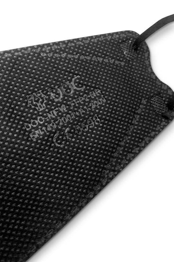 DOC NFW FFP2 CE 0598 ergonomikus maszk - FFP2 maszk (szín és szelep) - Fekete - Szelep nélküli