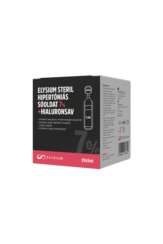 Elysium steril nátrium-klorid oldat - Nátrium-klorid oldat - Hipertóniás sóoldat - 7% + hialuronsav - 20 x 5 ml