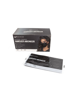 Elysium type IIR 3-rétegű egyesével csomagolt felnőtt sebészeti arcmaszk - 50 db - Fekete - Felnőtt