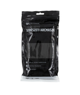 Elysium type IIR 3-rétegű felnőtt sebészeti arcmaszk visszazárható tasakban - 10 db - Fekete - Felnőtt