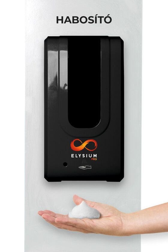 Elysium Pro professzionális, érintésmentes, 1200 ml-es adagoló - Adagoló - Habosító - Fehér állvánnyal - Fekete