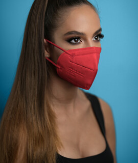 Jiada FFP2 CE 0370 szelep nélküli piros maszk - 20 db - piros