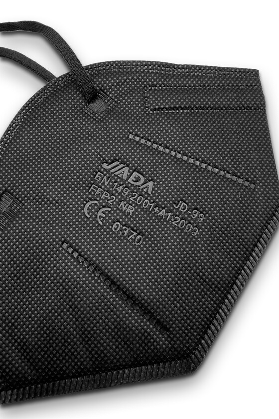 Jiada FFP2 CE 0370 - FFP2 maszk (mennyiség, szín és szelep) - 20 db - Fekete - Szelep nélküli