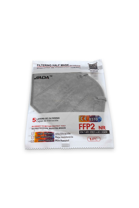 Jiada FFP2 CE 0370 - FFP2 maszk (mennyiség, szín és szelep) - 20 db - Szürke - Szelep nélküli