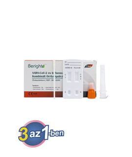 ALLTEST Beright 3 az 1-ben COVID-19 Ag és influenza A+B kombinált otthoni gyorsteszt - 1 db tesztkészlet (orrlyukpálcás) - Lejárati idő: 2026-08-31 - 1 db