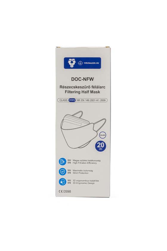 DOC NFW FFP2 CE 0598 ergonomikus maszk - FFP2 maszk (csak szín) - Fehér
