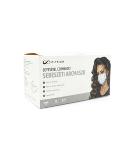 Elysium type IIR 3-rétegű egyesével csomagolt felnőtt sebészeti arcmaszk - 3-rétegű arcmaszk - 50 db - Fehér - Felnőtt