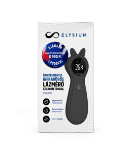 Fociláz - Elysium TP600 érintésmentes infravörös digitális lázmérő szilikon tokkal - Fekete + Focilabda - 1 db