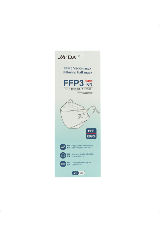 Jada FFP3 NR ergonomikus maszk - FFP3 maszk - 20 db - Fehér - Szelep nélküli