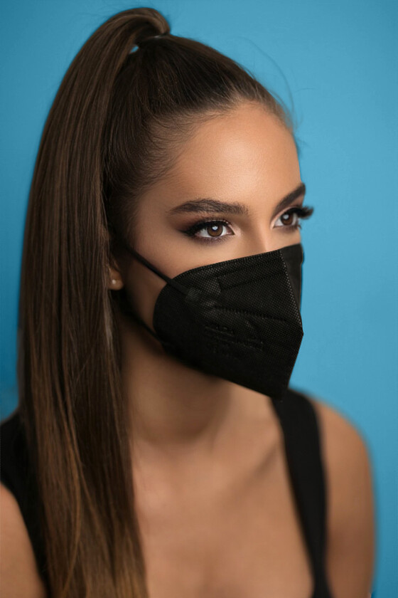 Jiada FFP2 CE 0370 - FFP2 maszk (mennyiség, szín és szelep) - 20 db - Fekete - Szelep nélküli