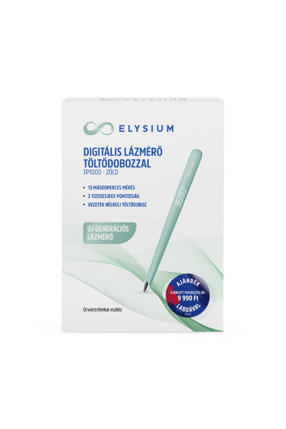 Fociláz - Elysium TP1000 digitális lázmérő töltődobozzal - zöld + Focilabda