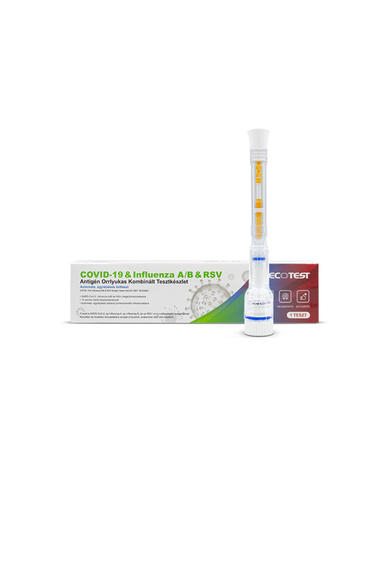ECOTEST SARS-CoV-2  készlet - SARS-CoV-2 teszt - 1 db - 4 az 1-ben Covid 19 + Influenza A + Influenza B + RSV Orrlyukas