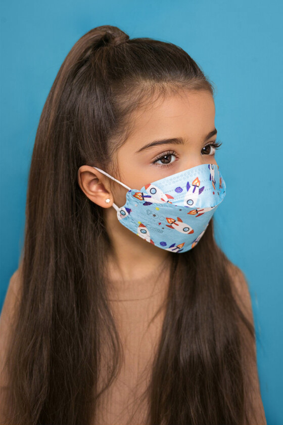 DOC NFW FFP2 CE 0598 ergonomikus szelep nélküli gyerekmaszk - FFP2 gyerekmaszk - Rakéta