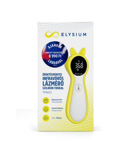Fociláz - Elysium TP600 érintésmentes infravörös digitális lázmérő szilikon tokkal - Sárga + Focilabda - 1 db